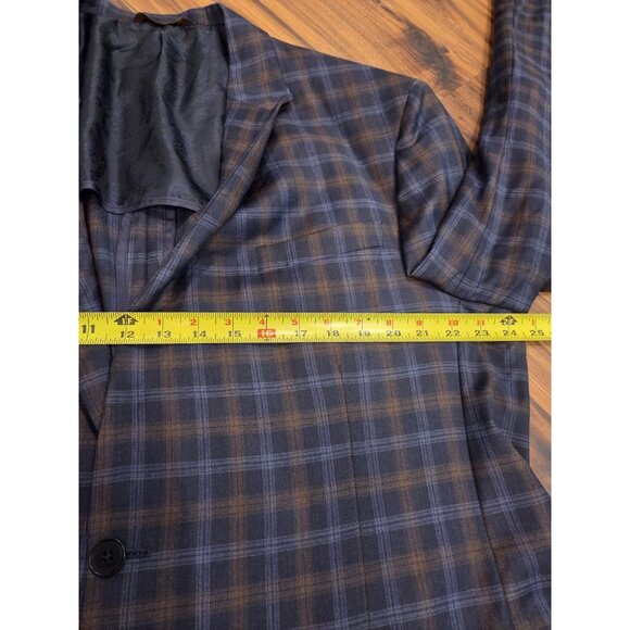ROBERT TALBOTT Sport Coat Carmel Sz 46T Blue Plaid 100% Wool Paisley Lined - Picture 11 of 15